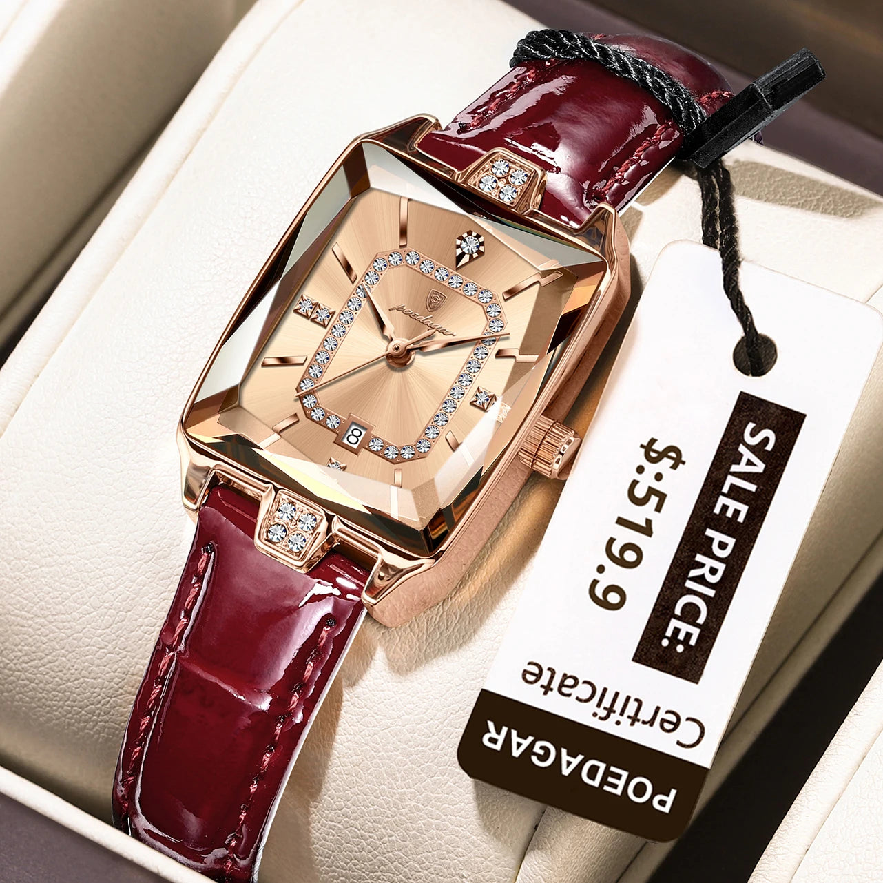 Luxury High Quality Women Wristwatch Waterproof Date Rectangle Watch For Woman Leather Quartz Women's Watches Reloj+Box - MOBITECH  WATCH