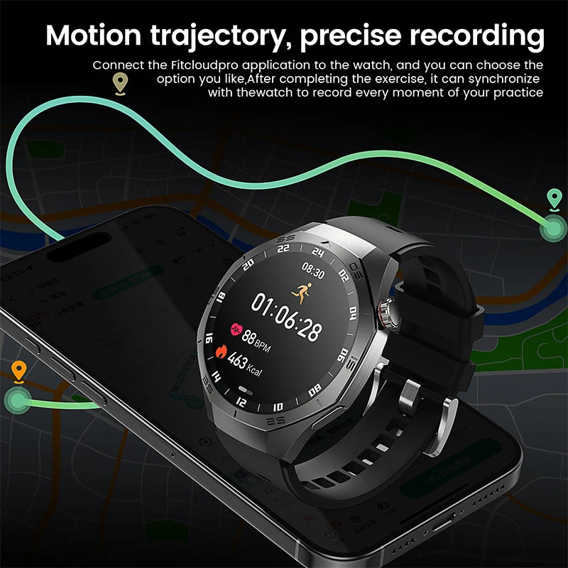 2025New For Android and ios Smart Watch Men AMOLED Screen GPS Motion trajectory Heart Rate Bluetooth Calls SmartWatch Waterproof - MOBITECH  WATCH