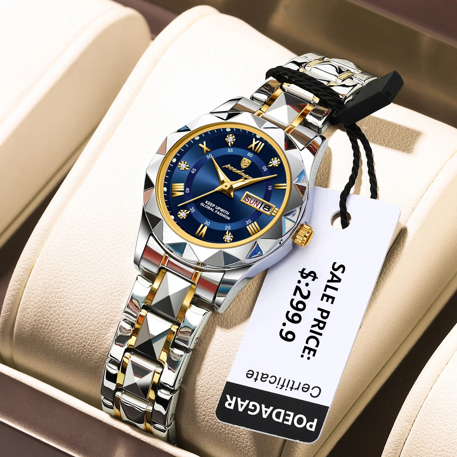 Luxury Ladies Dress Watch Luminous Waterproof Week Date Woman Wristwatch Stainless Steel Women Quartz Watches reloj+box - MOBITECH  WATCH