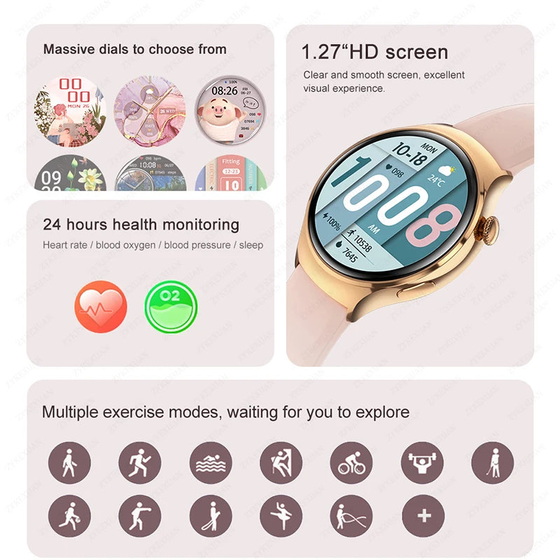 Fashion WATCH 4 Smart Watch Women 360*360 AMOLED HD Screen GPS NFC IP68 Waterproof Heart Rate Health Monitor Smartwatch 2025 New - MOBITECH  WATCH