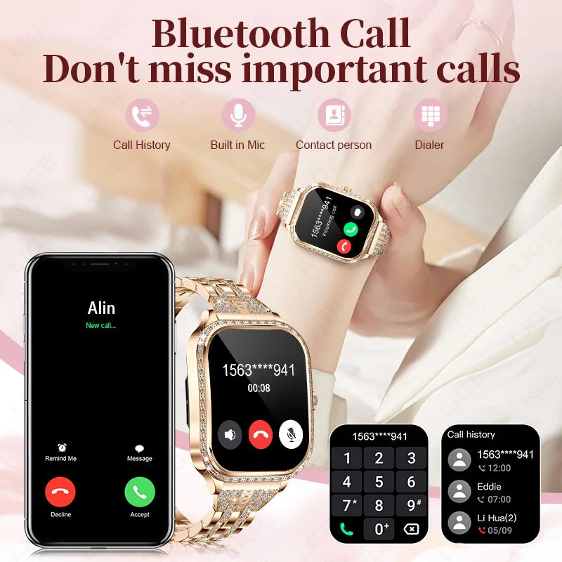 LIGE Smart Watch Women Waterproof Bluetooth Call Sports Fitness Heart Rate Monitor Smartwatch Mujer Digital Women's Smartwatches - MOBITECH  WATCH
