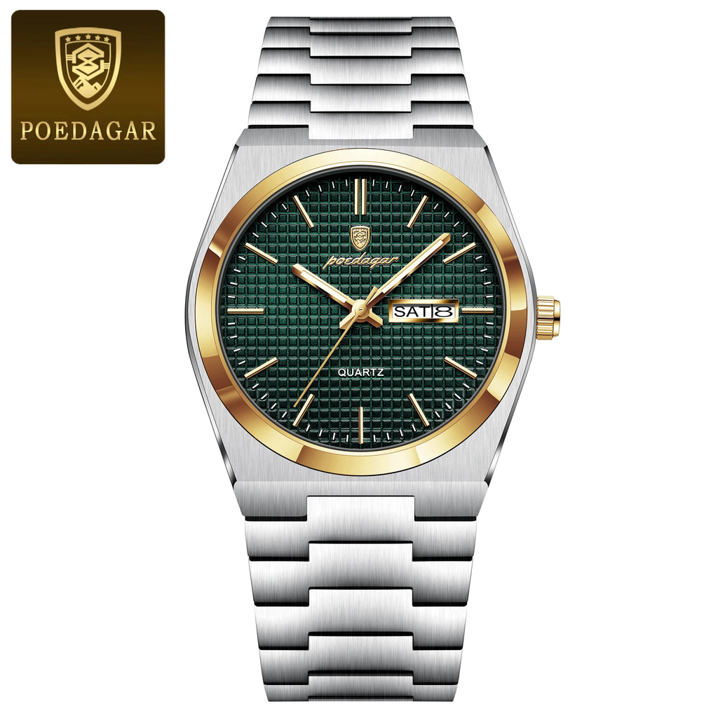 POEDAGAR Luxury Sport Man Watch Military Waterproof Luminous Date Week Men Watch Stainless Steel Quartz Men's Watches Male Clock - MOBITECH  WATCH