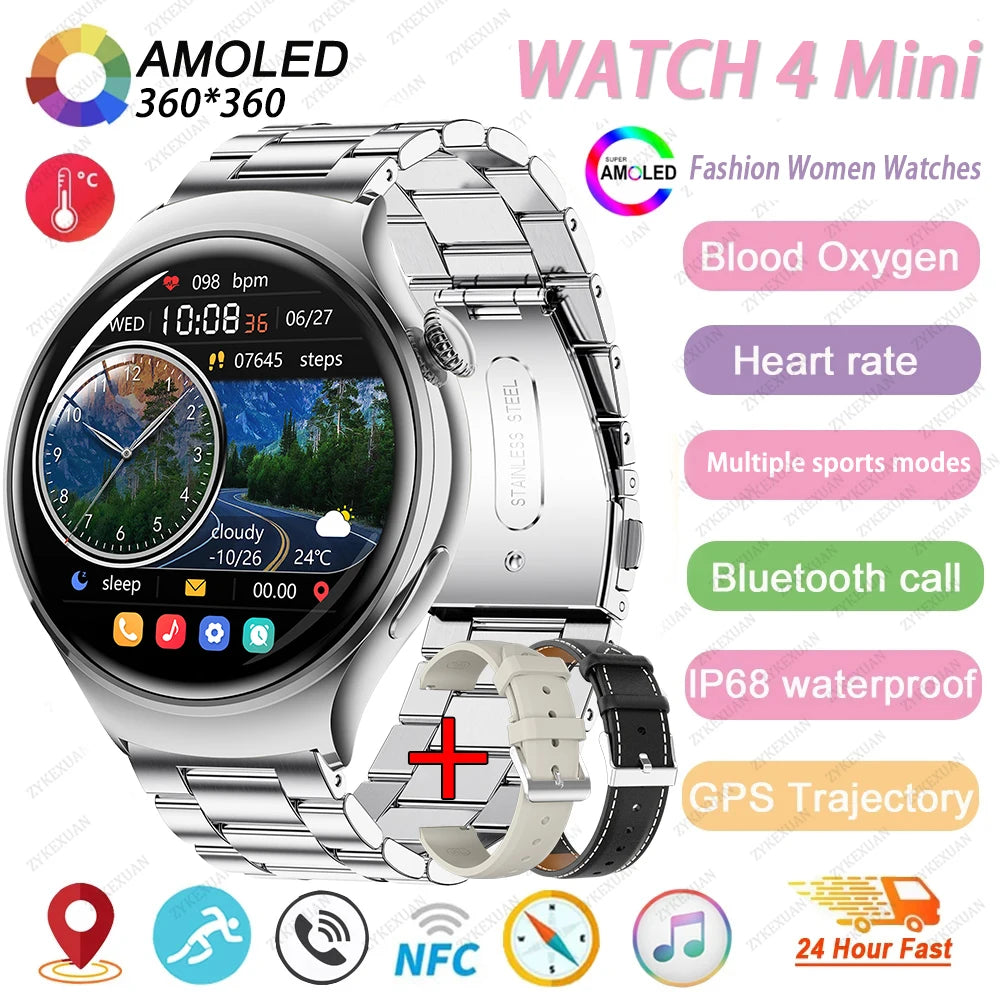 Fashion WATCH 4 Smart Watch Women 360*360 AMOLED HD Screen GPS NFC IP68 Waterproof Heart Rate Health Monitor Smartwatch 2025 New - MOBITECH  WATCH