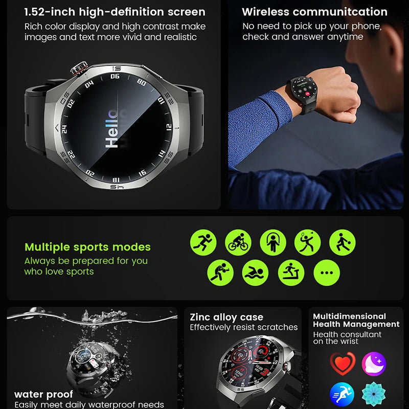 2025New For Android and ios Smart Watch Men AMOLED Screen GPS Motion trajectory Heart Rate Bluetooth Calls SmartWatch Waterproof - MOBITECH  WATCH