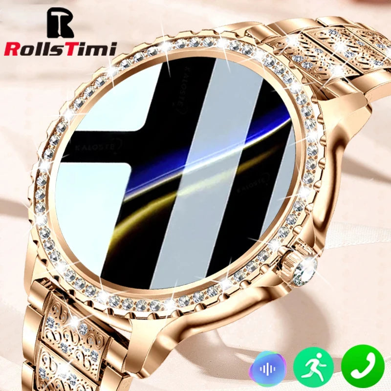Fashion Luxury Gold Women Smart Watch Heart rate Blood Oxygen Sleep Monitoring Diamond Bracelet Bluetooth Call Smartwatch Ladies - MOBITECH  WATCH
