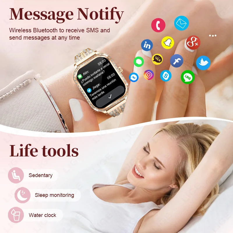 LIGE Smart Watch Women Waterproof Bluetooth Call Sports Fitness Heart Rate Monitor Smartwatch Mujer Digital Women's Smartwatches - MOBITECH  WATCH