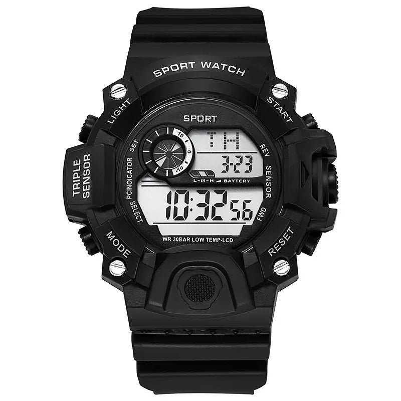 Fashion Men's Watch Sports Electronic Wristwatch Large dial Multifunctional Waterproof Luminous Alarm Kids Male's Military Watch - MOBITECH  WATCH