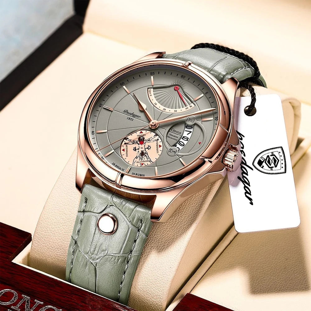 Luxury Business Men's Quartz Wristwatch Waterproof Luminous Date Leather Man Watch Fashion Watches For Men Reloj Hombre - MOBITECH  WATCH