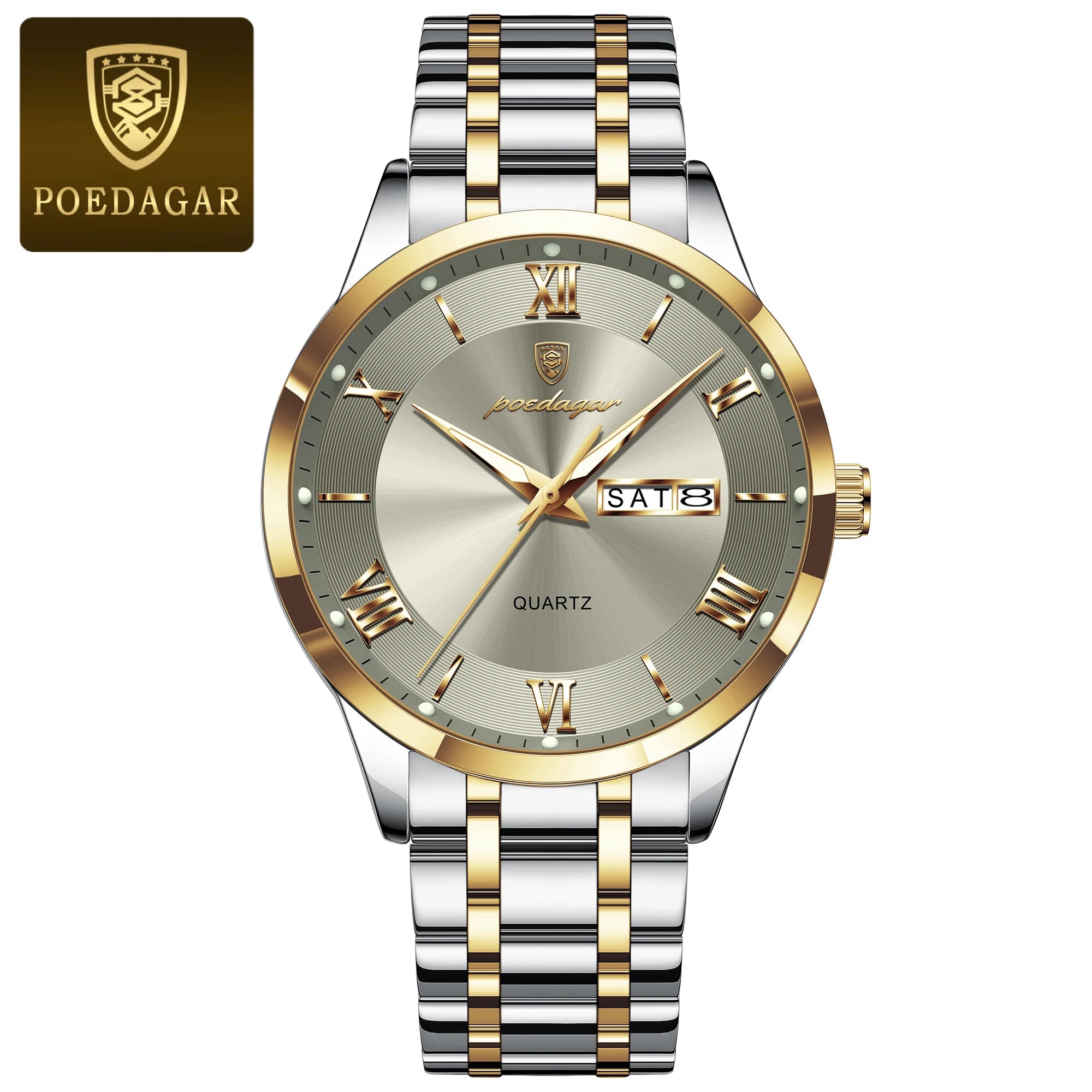 POEDAGAR Luxury Casual Watch For Man Date Week Waterproof Luminous Stainless Steel Men Watch Sport Quartz Men's Watches Male+Box - MOBITECH  WATCH