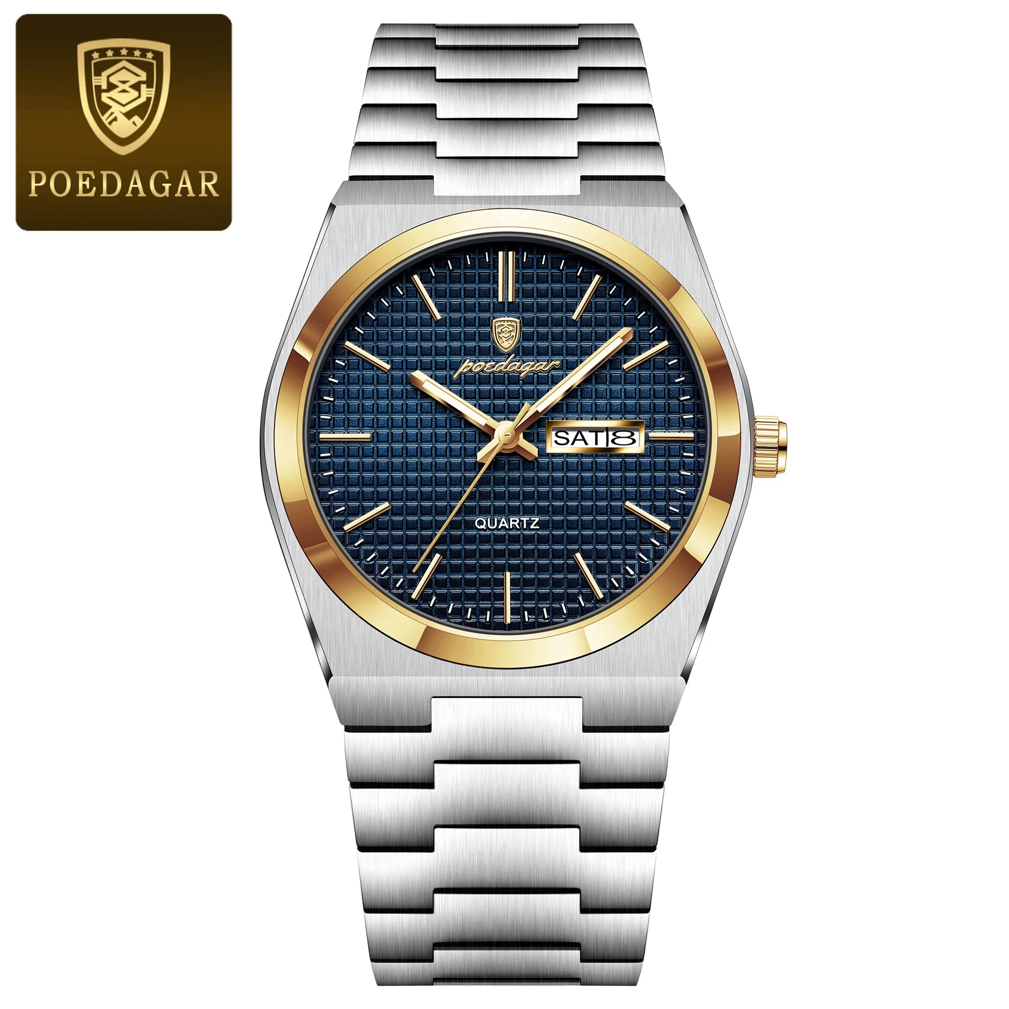POEDAGAR Luxury Sport Man Watch Military Waterproof Luminous Date Week Men Watch Stainless Steel Quartz Men's Watches Male Clock - MOBITECH  WATCH