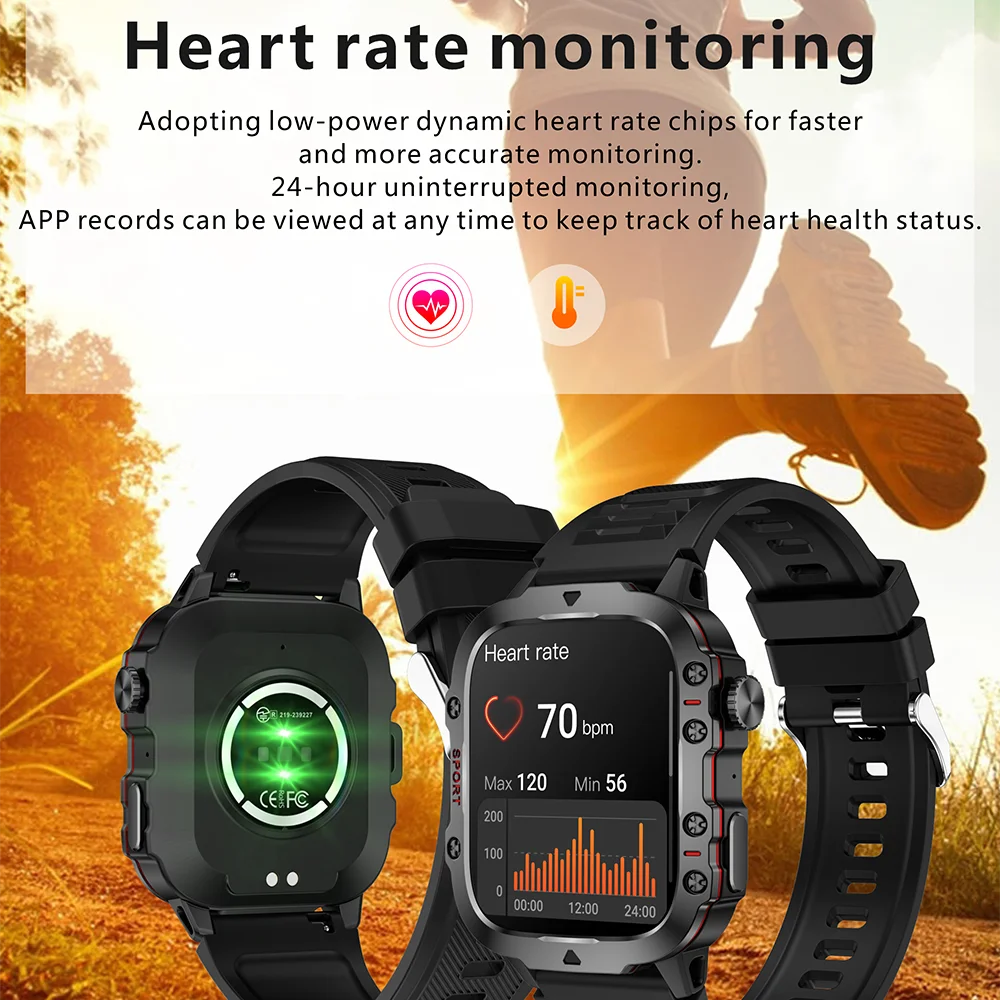 Military Men Smart Watch Bluetooth Call Fitness Clock Heart Monitor 3ATM Swim Waterproof Sport Smartwatch - MOBITECH  WATCH
