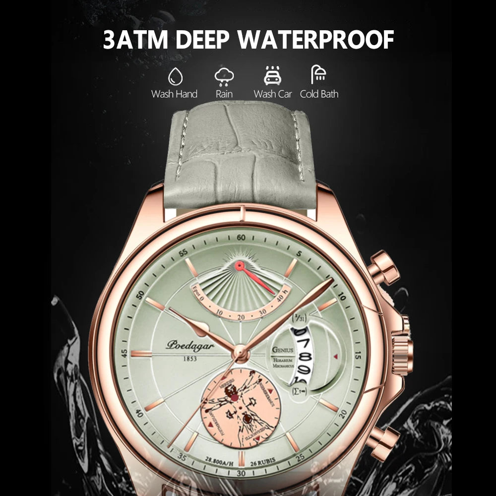 Luxury Business Men's Quartz Wristwatch Waterproof Luminous Date Leather Man Watch Fashion Watches For Men Reloj Hombre - MOBITECH  WATCH