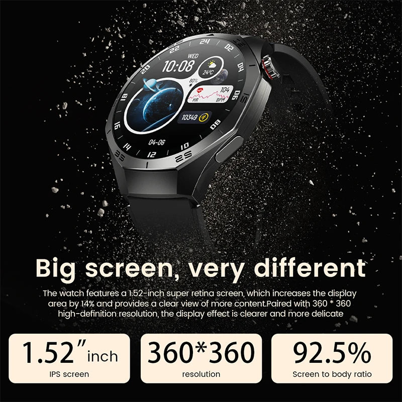 2025New For Android and ios Smart Watch Men AMOLED Screen GPS Motion trajectory Heart Rate Bluetooth Calls SmartWatch Waterproof - MOBITECH  WATCH