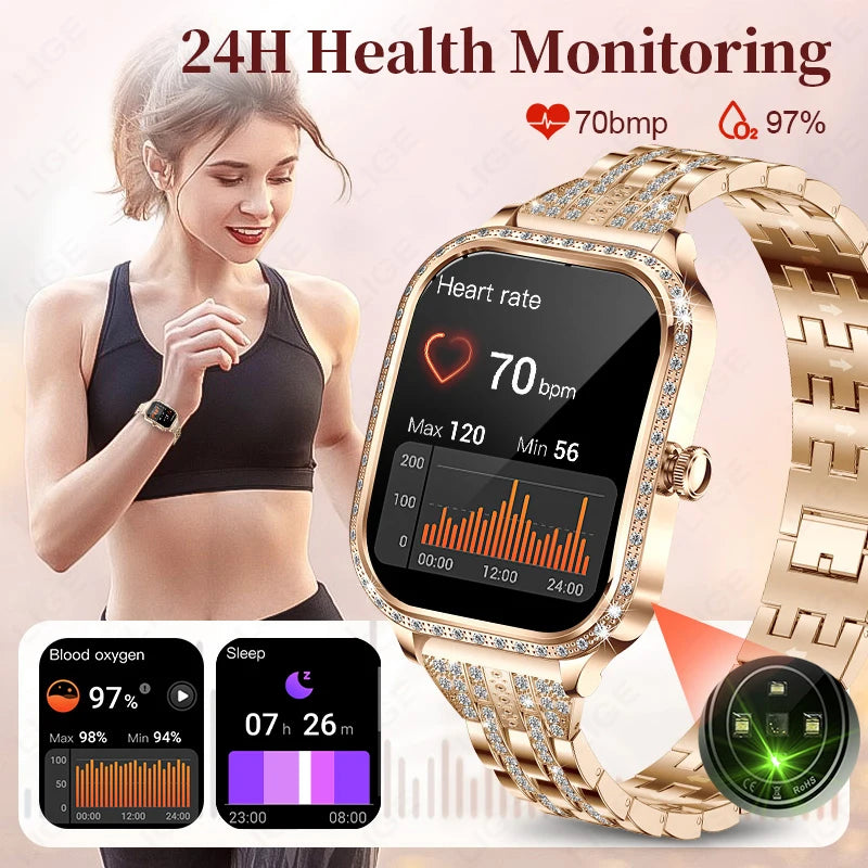 LIGE Smart Watch Women Waterproof Bluetooth Call Sports Fitness Heart Rate Monitor Smartwatch Mujer Digital Women's Smartwatches - MOBITECH  WATCH