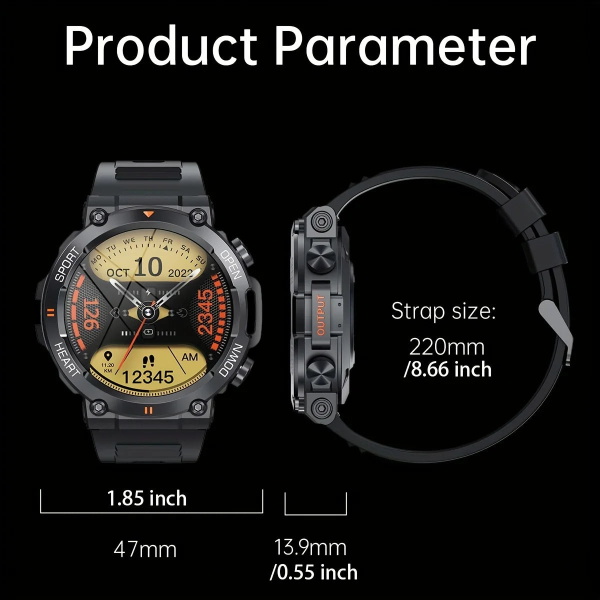 K56Pro Smart Watch for Men Heart Rate Blood Bluetooth Sport 400mAh Long Standby 1.39 Inch 360*360 HD Screen Outdoors Smartwatch - MOBITECH  WATCH