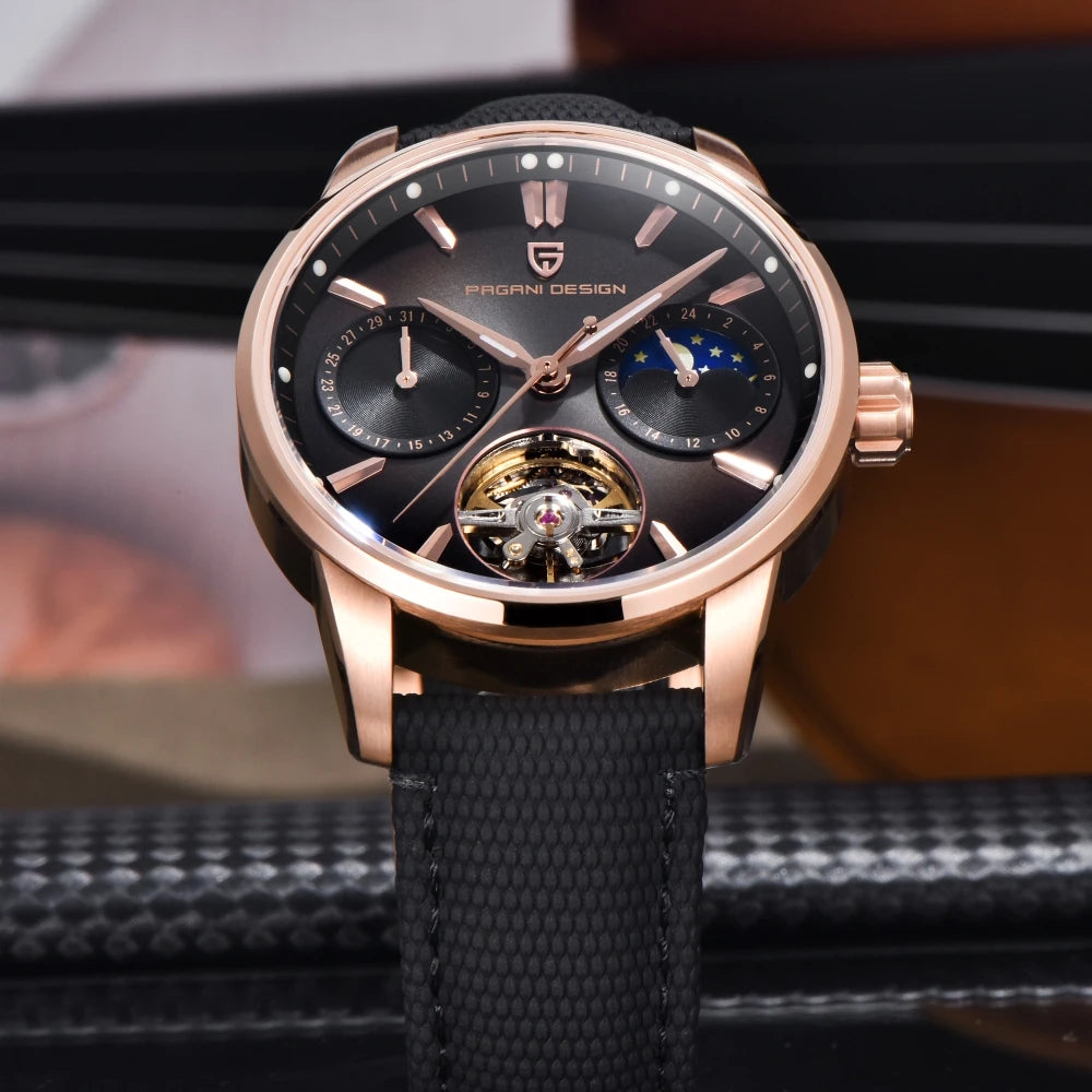 PAGANI DESIGN 2025 41MM Pilot's Hollow Moon Phase Leisure Fashion Men Mechanical Watch Sapphire Glass Automatic Watches PD-YS021 - MOBITECH  WATCH