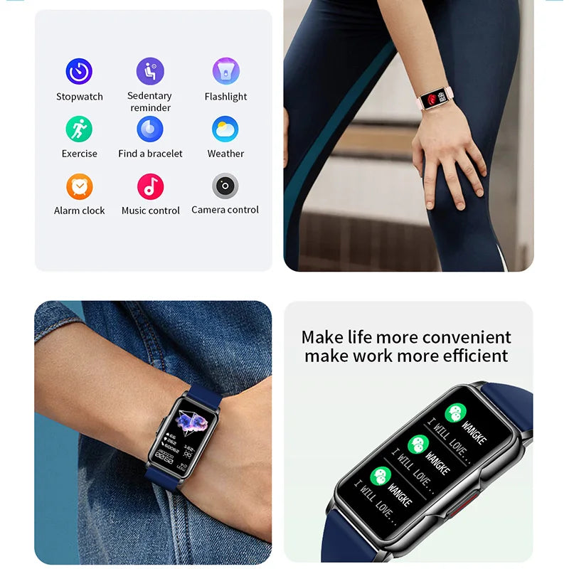 For Android IOS Smart Bracelet Women Smartwatch Men Heart Rate Blood Oxygen Waterproof Sport Smart Band Watch For Ladies +Gift - MOBITECH  WATCH