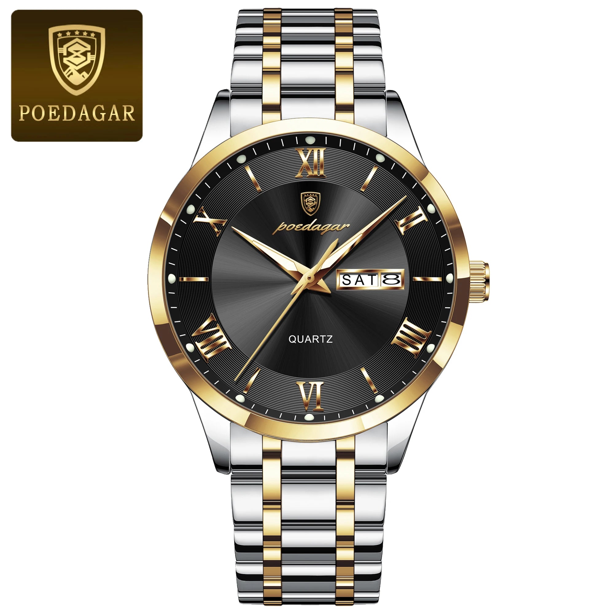 POEDAGAR Luxury Casual Watch For Man Date Week Waterproof Luminous Stainless Steel Men Watch Sport Quartz Men's Watches Male+Box - MOBITECH  WATCH