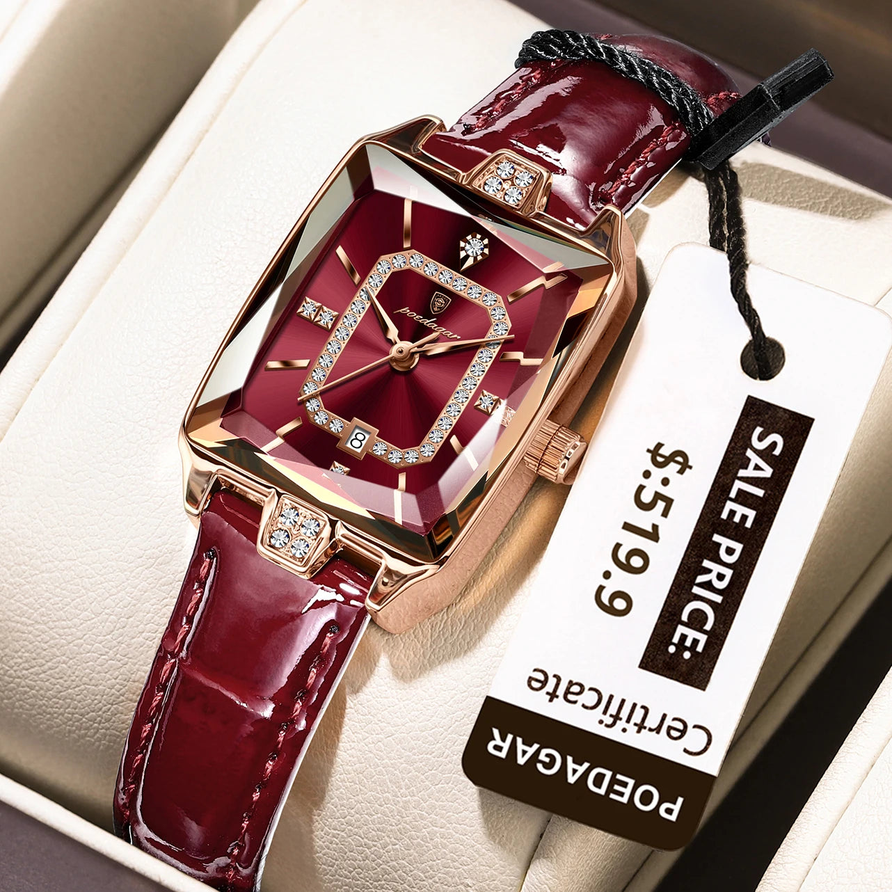 Luxury High Quality Women Wristwatch Waterproof Date Rectangle Watch For Woman Leather Quartz Women's Watches Reloj+Box - MOBITECH  WATCH