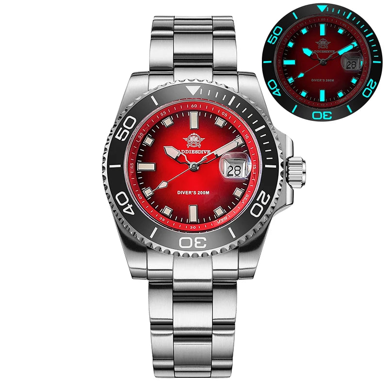 ADDIESDIVE New AD2089 Dive Watch 41mm Ceramic Bezel 200m Waterproof Japanese Quartz Watches BGW9 Luminous Stainless Steel Strap - MOBITECH  WATCH