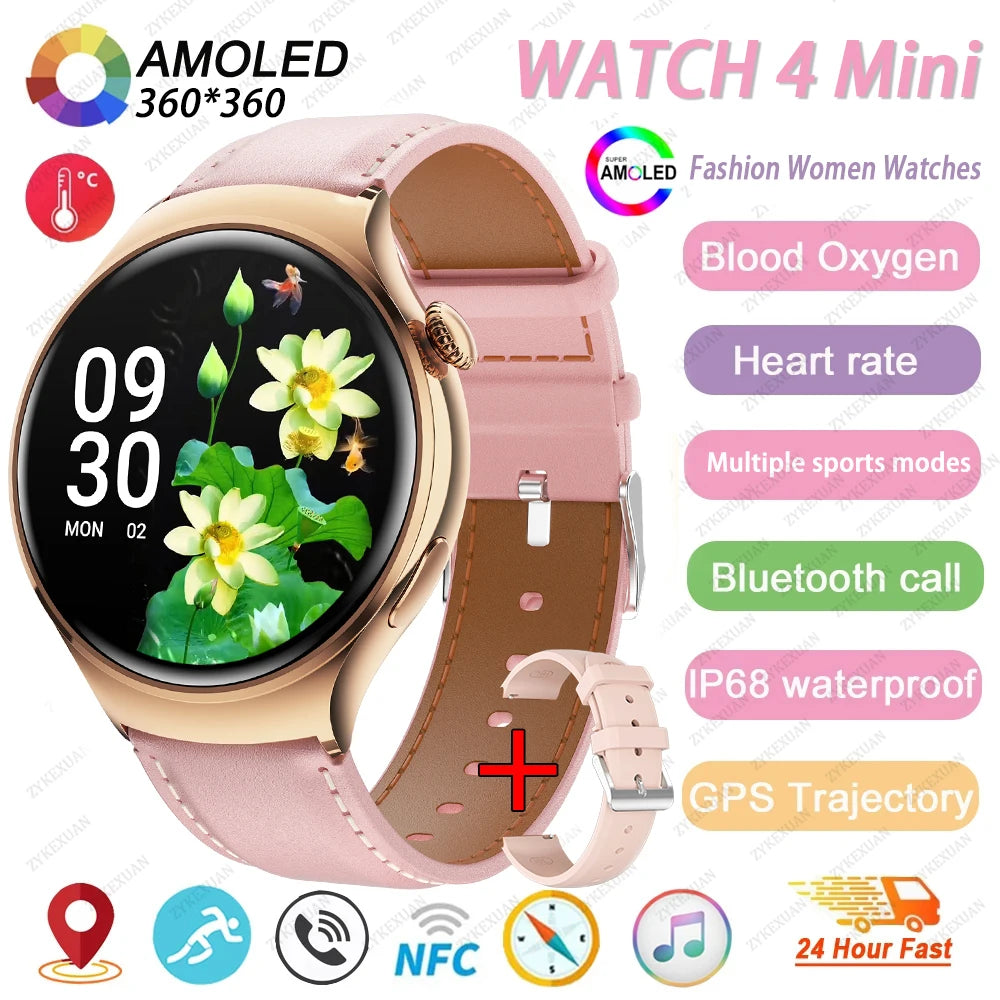 Fashion WATCH 4 Smart Watch Women 360*360 AMOLED HD Screen GPS NFC IP68 Waterproof Heart Rate Health Monitor Smartwatch 2025 New - MOBITECH  WATCH