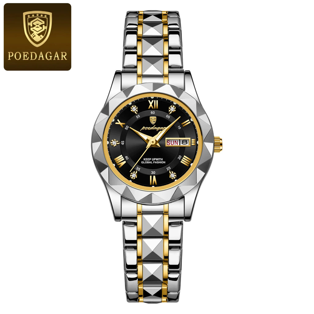 Luxury Ladies Dress Watch Luminous Waterproof Week Date Woman Wristwatch Stainless Steel Women Quartz Watches reloj+box - MOBITECH  WATCH
