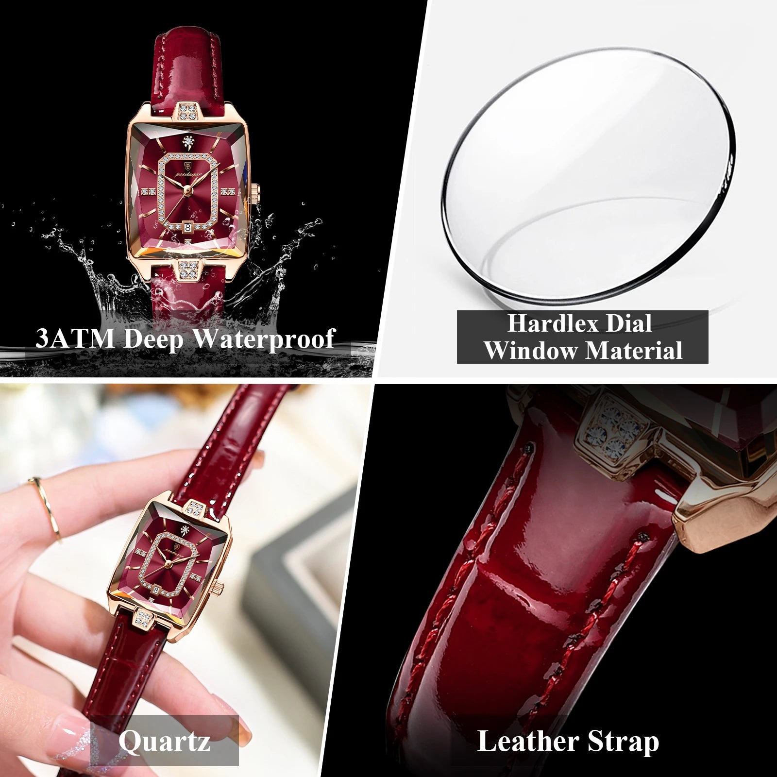 Luxury High Quality Women Wristwatch Waterproof Date Rectangle Watch For Woman Leather Quartz Women's Watches Reloj+Box - MOBITECH  WATCH