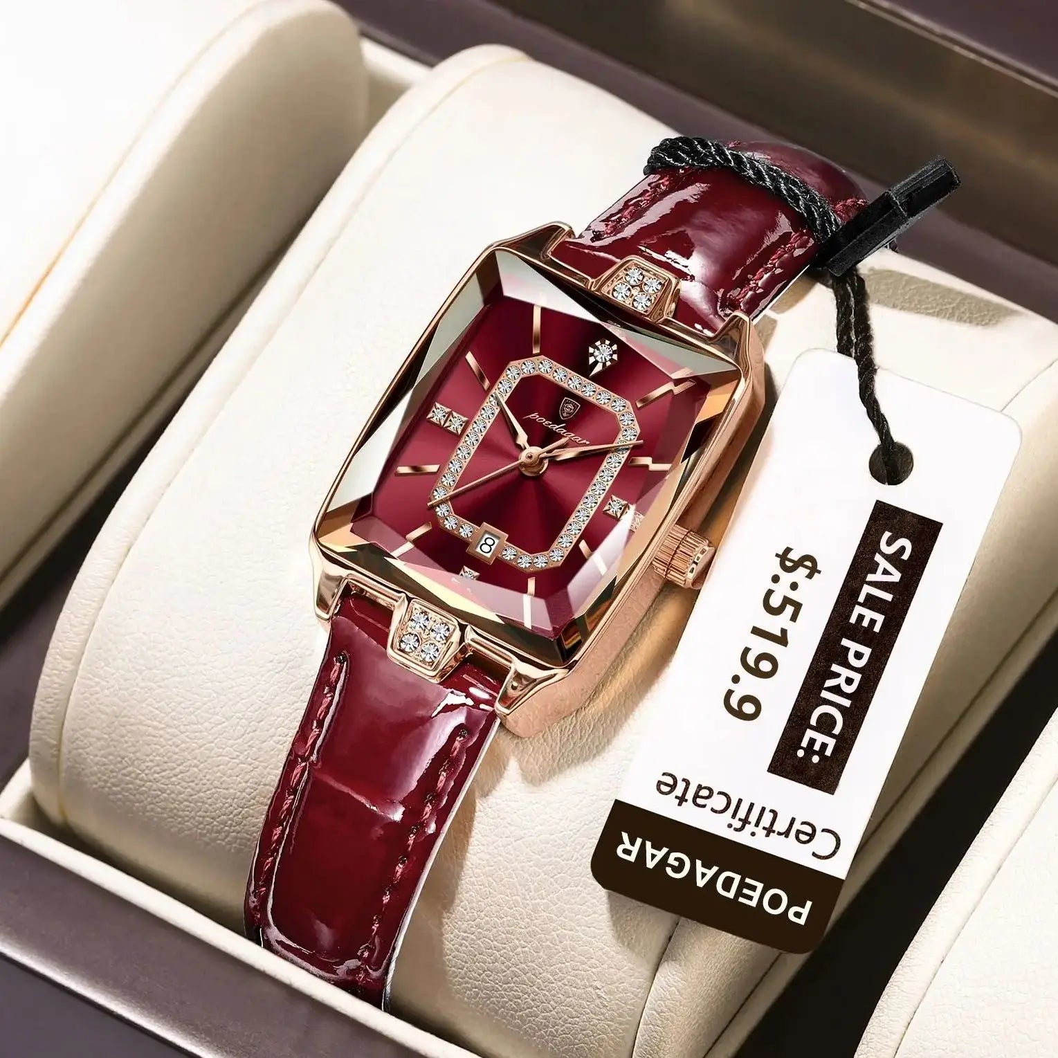 Luxury High Quality Women Wristwatch Waterproof Date Rectangle Watch For Woman Leather Quartz Women's Watches Reloj+Box - MOBITECH  WATCH