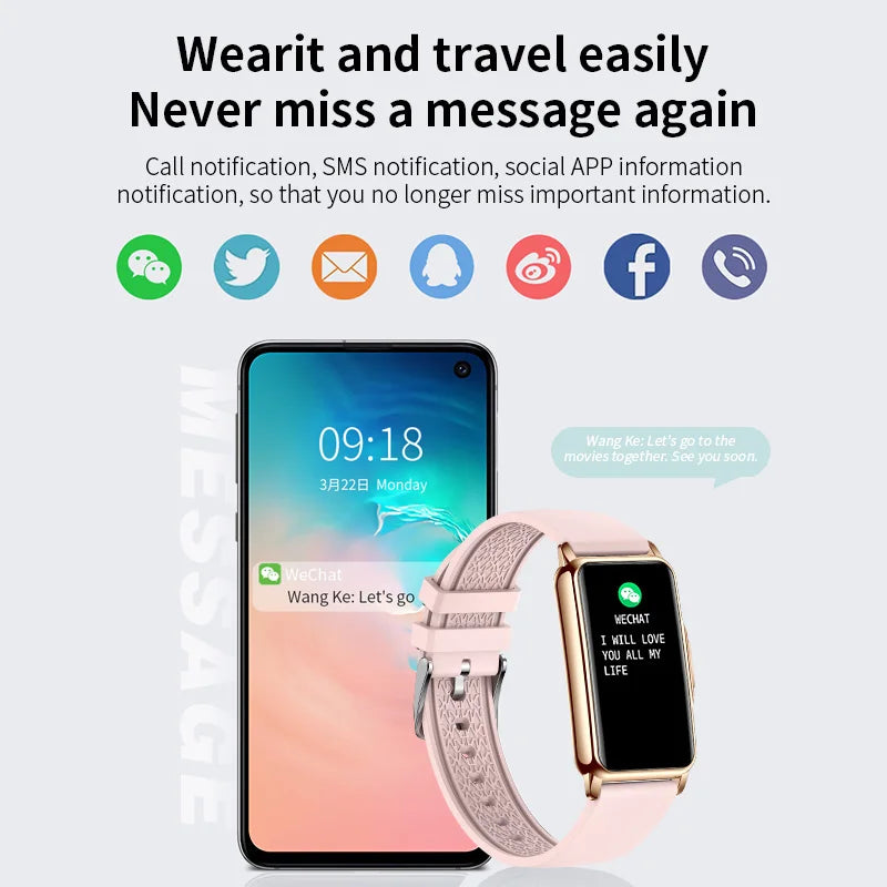 For Android IOS Smart Bracelet Women Smartwatch Men Heart Rate Blood Oxygen Waterproof Sport Smart Band Watch For Ladies +Gift - MOBITECH  WATCH